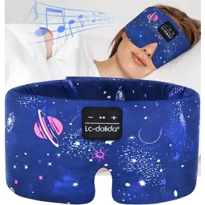 LC-dolida Yan Uyuyanlar İçin İpek Uyku Maskesi Kulaklık - Bluetooth 5.4 - Mavi