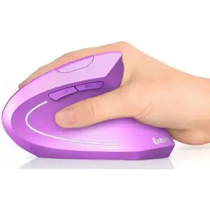 Lekvey Dikey Kablosuz Ergonomik Mouse, Şarj Edilebilir 2.4G Optik - Mor