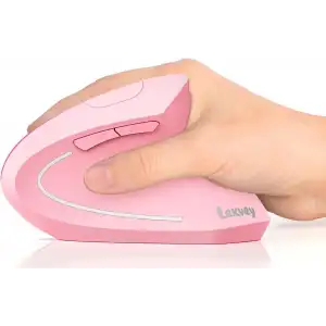 Lekvey Dikey Kablosuz Ergonomik Mouse, Şarj Edilebilir 2.4G Optik - Pembe