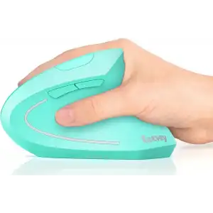 Lekvey Dikey Kablosuz Ergonomik Mouse, Şarj Edilebilir 2.4G Optik - Yeşil