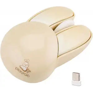Lomiluskr Sevimli Tavşan 2.4G Kablosuz Sessiz Mouse - Bej Tavşan