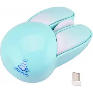 Lomiluskr Sevimli Tavşan 2.4G Kablosuz Sessiz Mouse - Mavi Tavşan