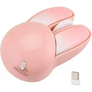 Lomiluskr Sevimli Tavşan 2.4G Kablosuz Sessiz Mouse - Pembe Tavşan