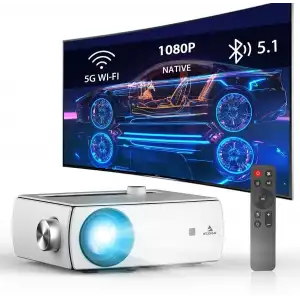 NexiGo PJ10 - 300 ANSI, 1080P WiFi Bluetooth Film Projektör