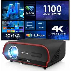 Pxodyda 4K Projektör Gün Işığı HDR WiFi 6 Bluetooth, 5G Projektör, Akıllı LED