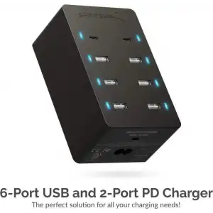 SABRENT 100 Watt Çoklu Bağlantı Noktalı USB Hızlı Şarj Cihazı (AX-ADPD)