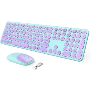 Seenda Kablosuz Klavye ve Mouse, USB ve Type-C - Mor/Yeşil
