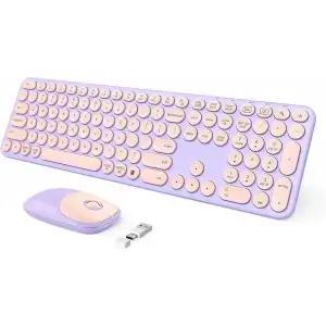 Seenda Kablosuz Klavye ve Mouse, USB ve Type-C - Pembe/Mor