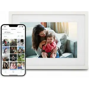 Skylight 10 Inc Dijital Resim Çerçevesi - Dokunmatik - Telefon Kontrollü, Beyaz