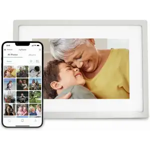 Skylight 10 Inc Dijital Resim Çerçevesi - Dokunmatik - Telefon Kontrollü, Gümüş