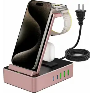 Tacelary 8i 1 arada 100W Alüminyum Alaşımlı Şarj İstasyonu - Pembe