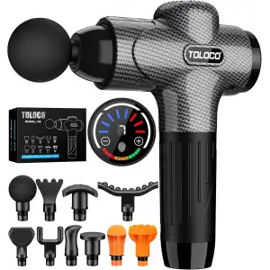 TOLOCO Masaj Aleti Derin Doku, 10 Yedek Başlıklı Perküsyon - Karbon