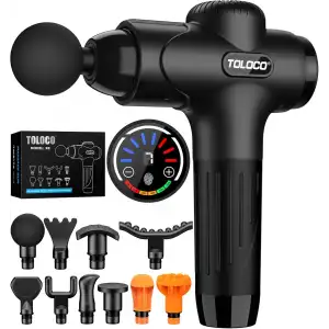 TOLOCO Masaj Aleti Derin Doku, 10 Yedek Başlıklı Perküsyon - Siyah