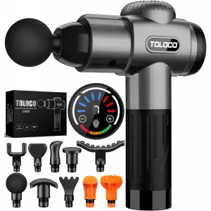 TOLOCO Masaj Aleti, Sporcular İçin Derin Doku Sırf Masajı 10 Başlıklı - Gri