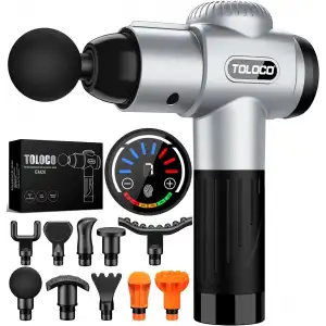 TOLOCO Masaj Aleti, Sporcular İçin Derin Doku Sırf Masajı 10 Başlıklı - Gümüş