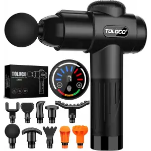 TOLOCO Masaj Aleti, Sporcular İçin Derin Doku Sırf Masajı 10 Başlıklı - Siyah