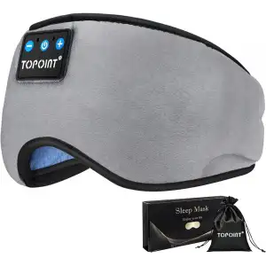 TOPOINT Uyku Kulaklıkları Bluetooth Uyku Maskesi - Koyu Gri