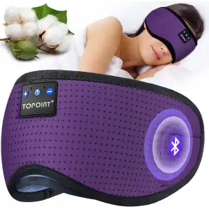 TOPOINT Uyku Kulaklıkları Bluetooth Uyku Maskesi - Mor Havalandırmalı