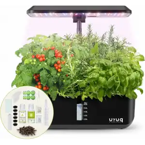 URUQ Topraksız Yetiştirme Sistemi Kapalı Bahçe Seti 12 Pods - Siyah