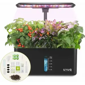 URUQ Topraksız Yetiştirme Sistemi Kapalı Bahçe Seti 8 Pods Bitki - Siyah