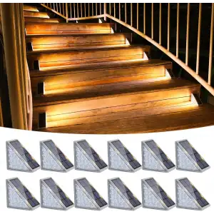 Volisun Güneş Enerjili Merdiven Lambası 12 Adet, Su Geçirmez IP67 - Sıcak Beyaz