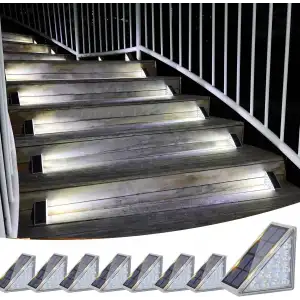 Volisun Güneş Enerjili Merdiven Lambası 8 Adet, Su Geçirmez IP67 - Soğuk Beyaz