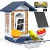 BirdSnap APS - Kameralı Güneş Panelli Metal Kuş Yemliği 2K HD - Beyaz/Mavi