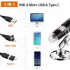 Bysameyee USB Dijital Mikroskop 40X-1000X, 8 LED Büyütme Endoskop Kamera
