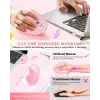Lekvey Dikey Kablosuz Ergonomik Mouse, Şarj Edilebilir 2.4G Optik - Pembe