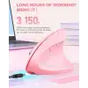 Lekvey Dikey Kablosuz Ergonomik Mouse, Şarj Edilebilir 2.4G Optik - Pembe