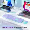 Seenda Kablosuz Klavye ve Mouse, USB ve Type-C - Mor/Yeşil