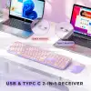 Seenda Kablosuz Klavye ve Mouse, USB ve Type-C - Pembe/Mor