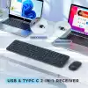 Seenda Kablosuz Klavye ve Mouse, USB ve Type-C - Siyah