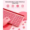 Seenda Yuvarlak Tuşlu Sevimli Kablosuz Klavye ve Mouse, Bluetooth 2.4G - Pembe