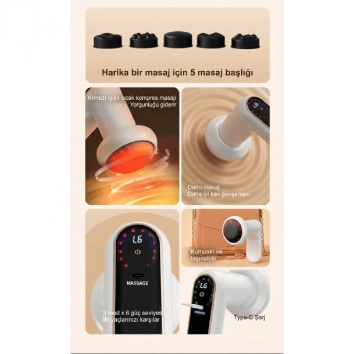 5 Başlıklı Titreşimli Sıkılaştırıcı Masaj Makinesi