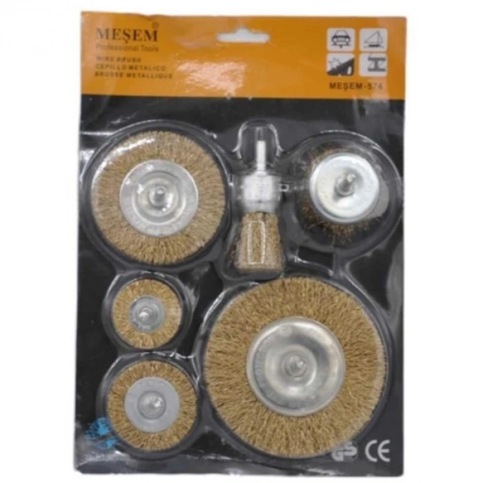 6lı Pimli Tel Fırça Seti - Pas Yağ Kir Boya Yapışkan Çözücü