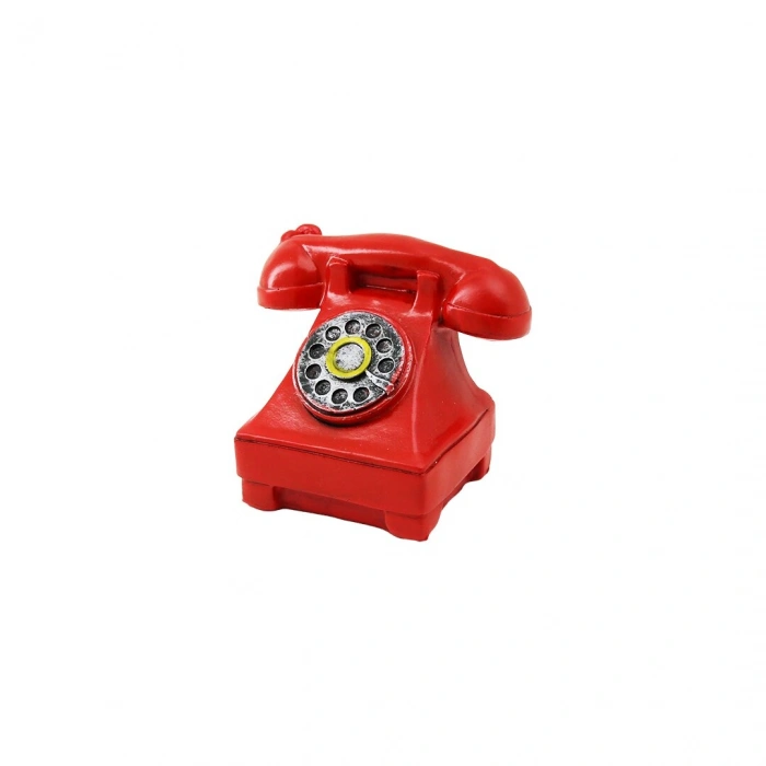 Kırmızı Ankesörlü Telefon Biblosu - Vintage Tasarım - Reçine Süs Eşyası