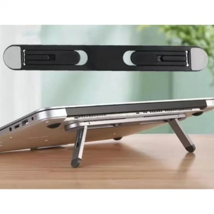 Siyah 2 Kademeli Katlanabilir ve Yapışkanlı Laptop Standı