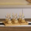 18 Parça Bambu Çay Seti - 6 Çay Bardağı - Borosilikat Cam