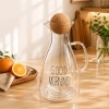 Yuvarlak Mantar Kapaklı Sürahi - 1500 ml - Yüksek Kaliteli Cam