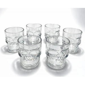 6lı Kurukafa Şeffaf Cam Shot Bardağı Seti 6x5 cm