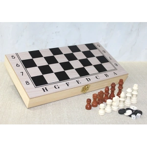 Ahşap Kutulu Satranç ve Tavla Seti - Model 2