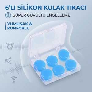 Silikon Kulak Tıkacı - 6lı Özel Kutulu - Su Geçirmez ve Gürültü Önleyici
