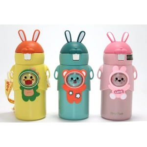 Tavşan Kulaklı Sevimli Ayı Figürlü Çelik Termos