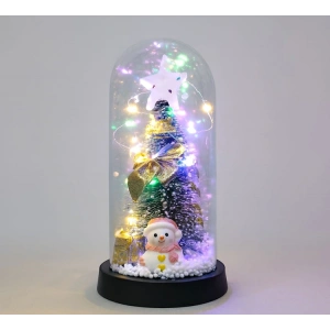 Yılbaşı Temalı Işıklı Dekoratif Cam Fanus - Model 7