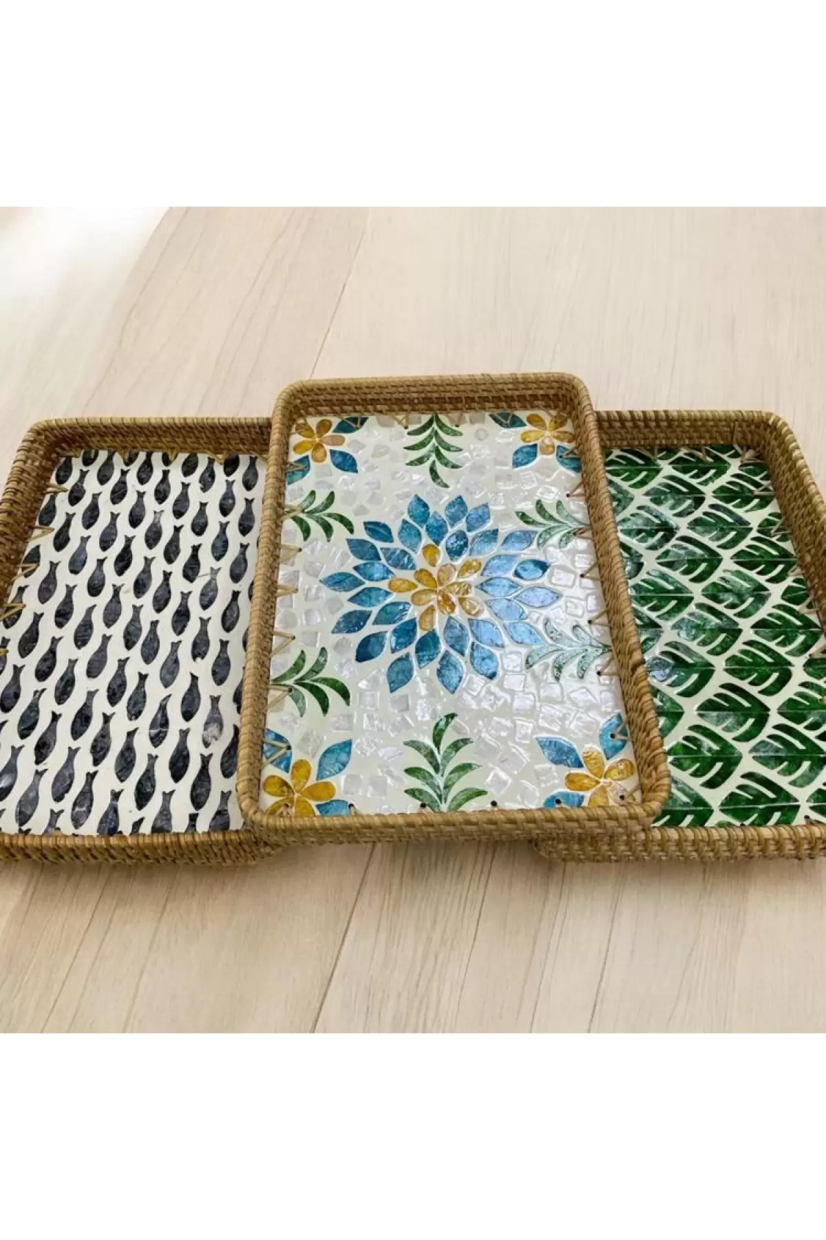 Mien 32x22cm Rattan Sedef Tepsi