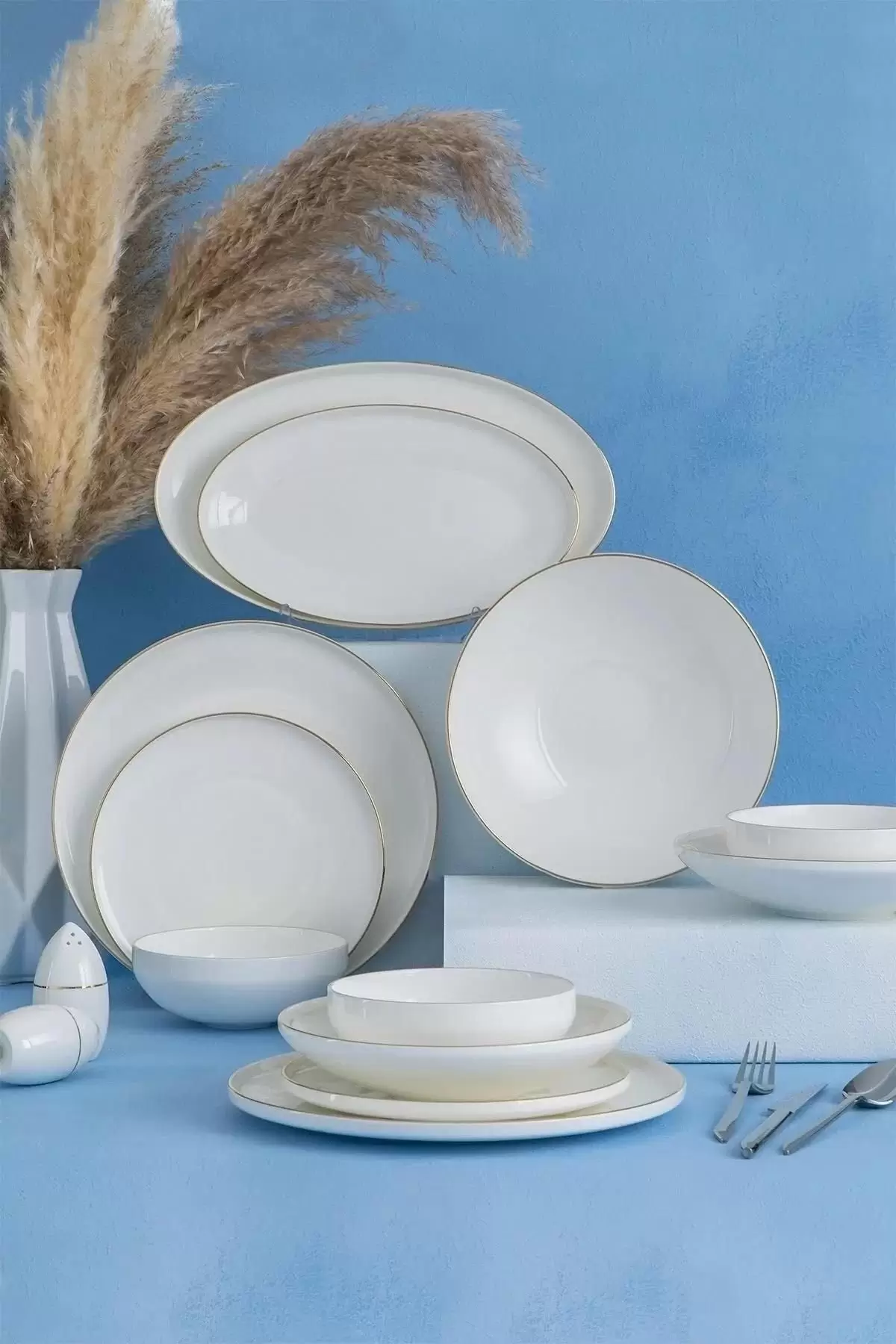 Acar HNA22.0067 Dapne Gold Bone China Yemek Takımı 57 Parça