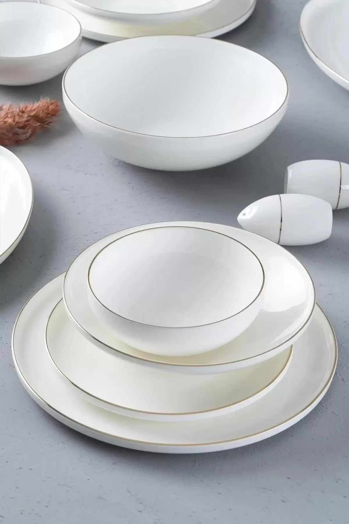 Acar HNA22.0067 Dapne Gold Bone China Yemek Takımı 57 Parça