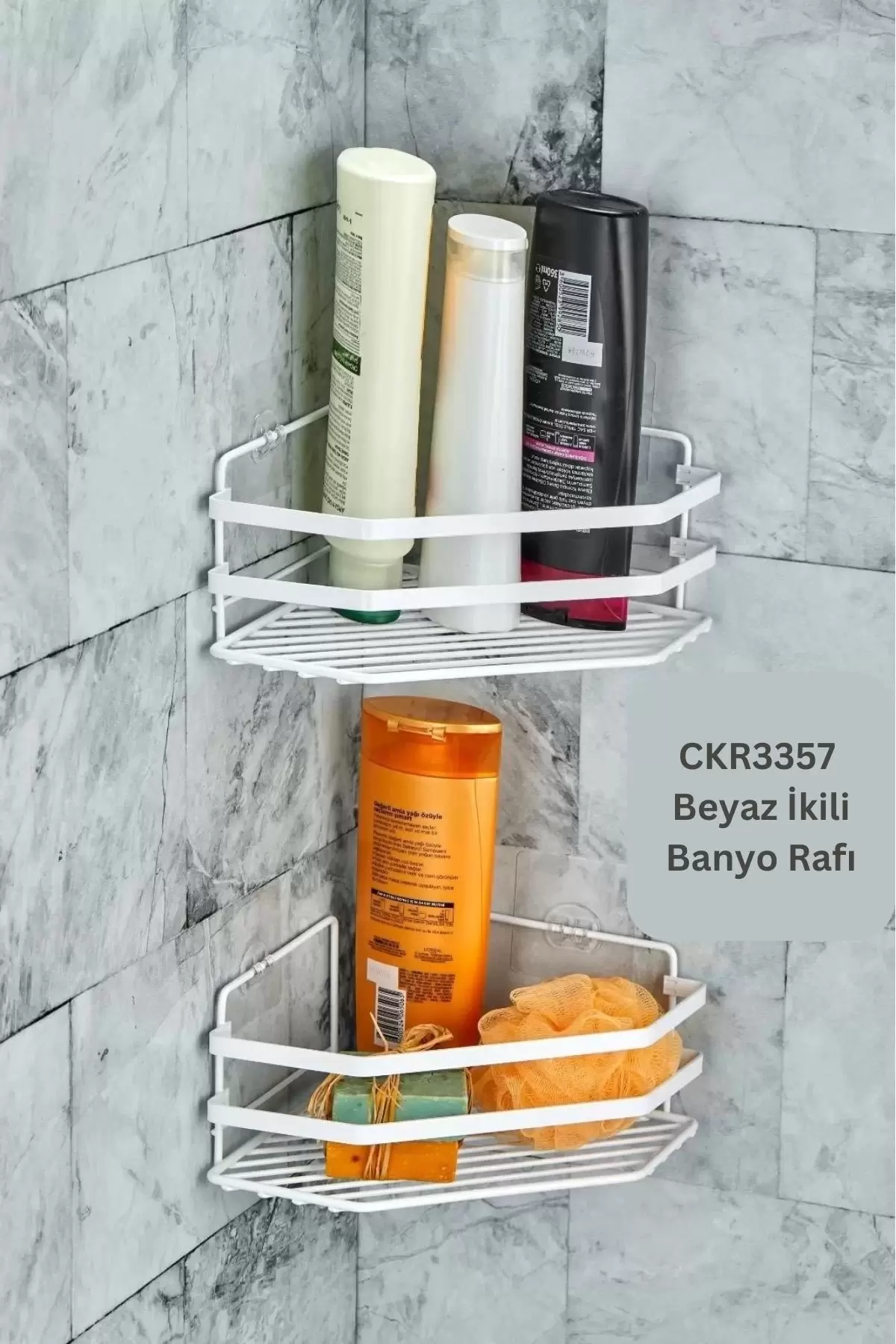 Cooker CKR3357 Beyaz İkili Banyo Rafı