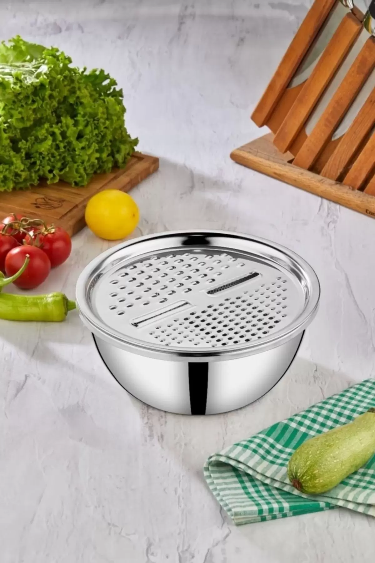 Cooker CKR3490 Çelik Rendeli Süzgeçli Karıştırma Kabı 24 Cm